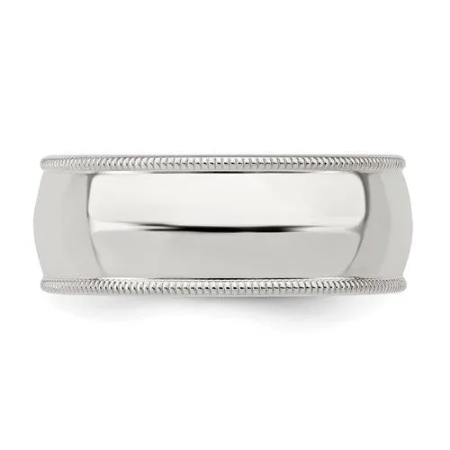 Sterling Silver 8mm Milgrain Comfort Fit Band