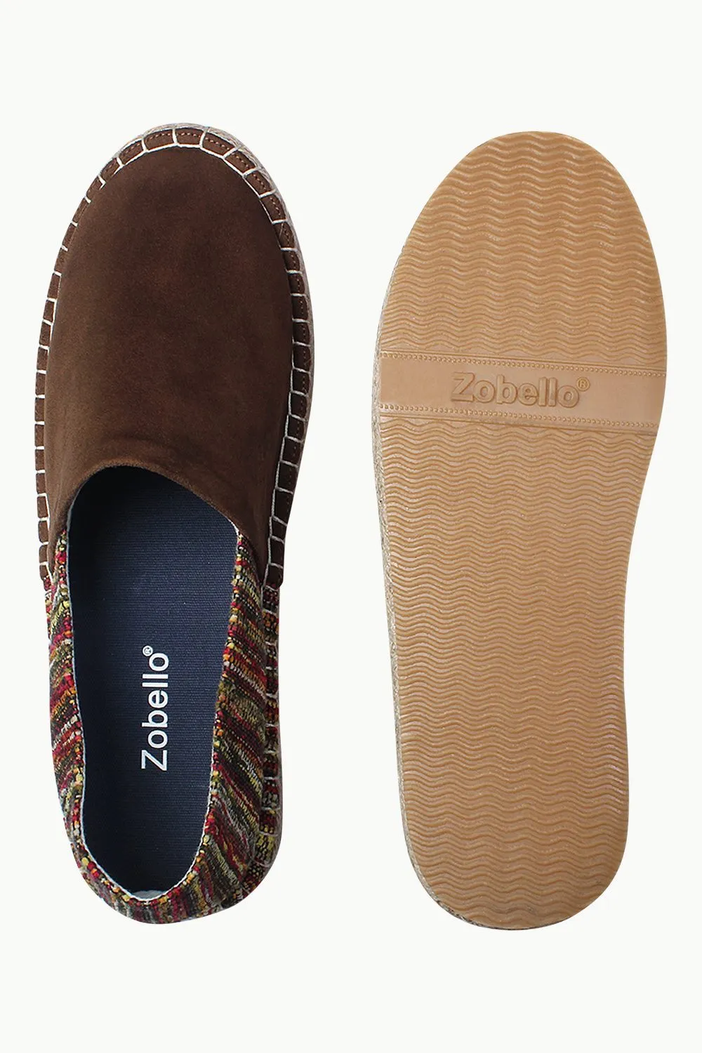 Suede Espadrilles with Canvas Print