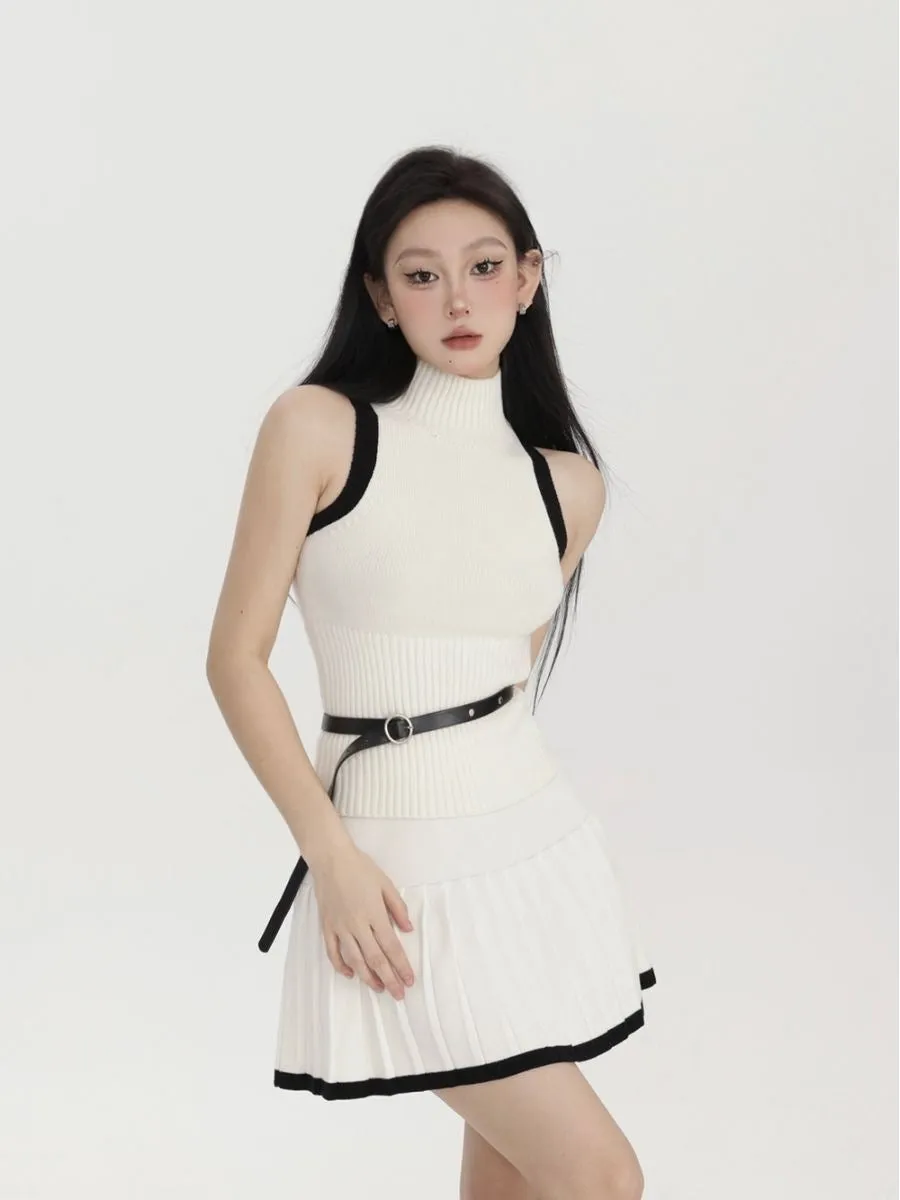 Tennis Girl - Knitwear Set (With Belt)