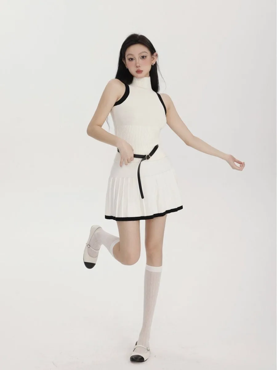 Tennis Girl - Knitwear Set (With Belt)