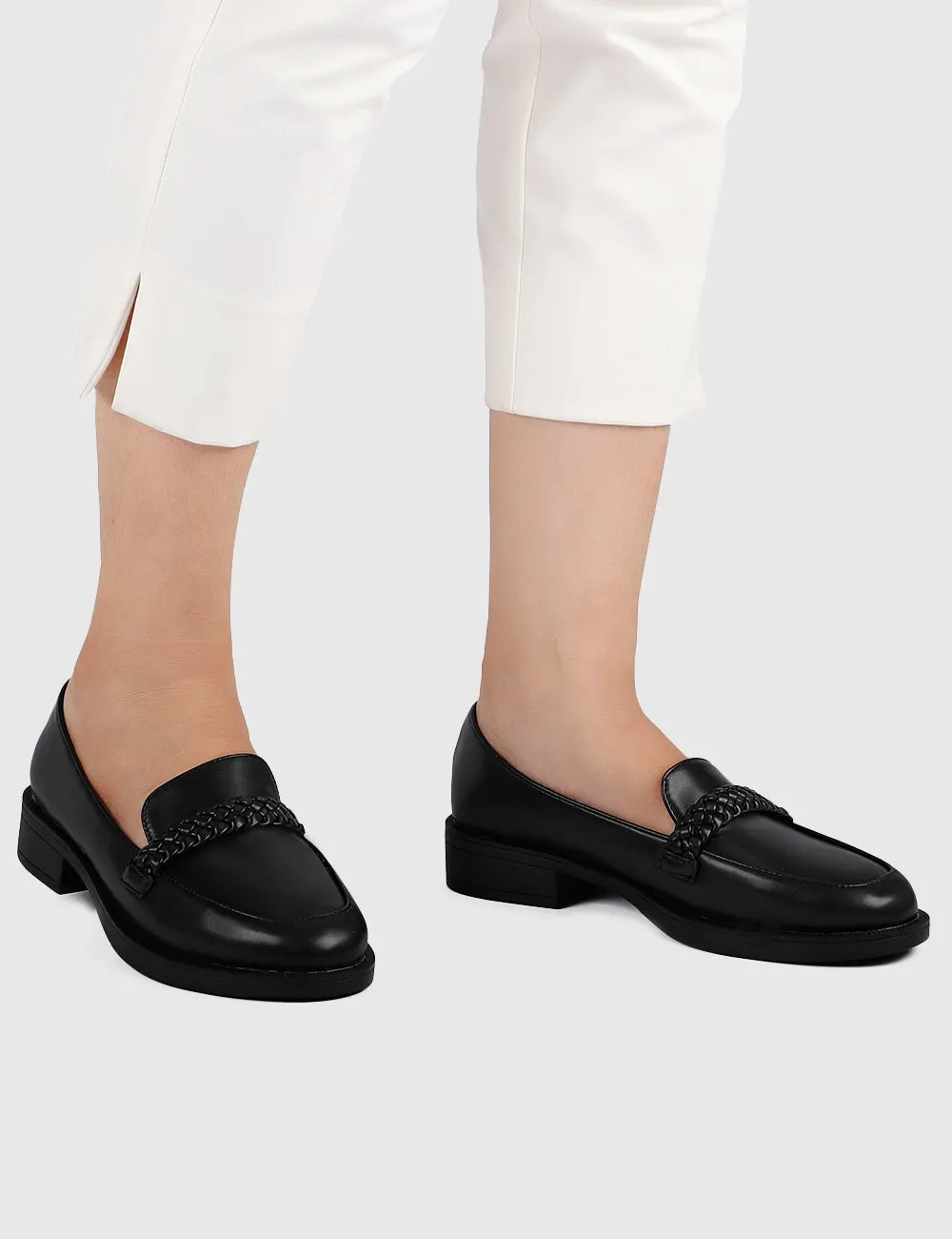 Thalia Rounded Toe Loafers, Moccasins & Boat Shoes (Black)