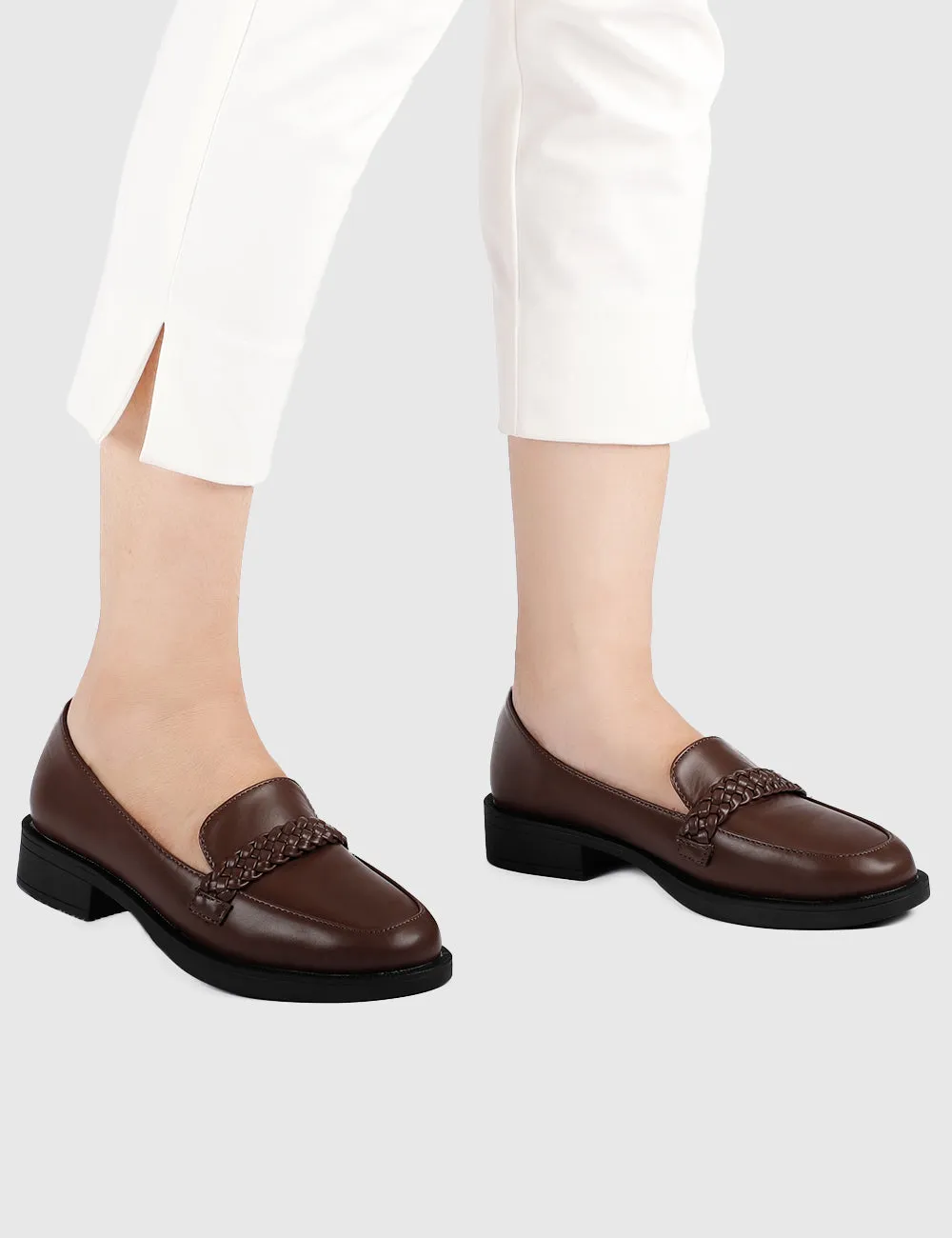 Thalia Rounded Toe Loafers, Moccasins & Boat Shoes (Brown)