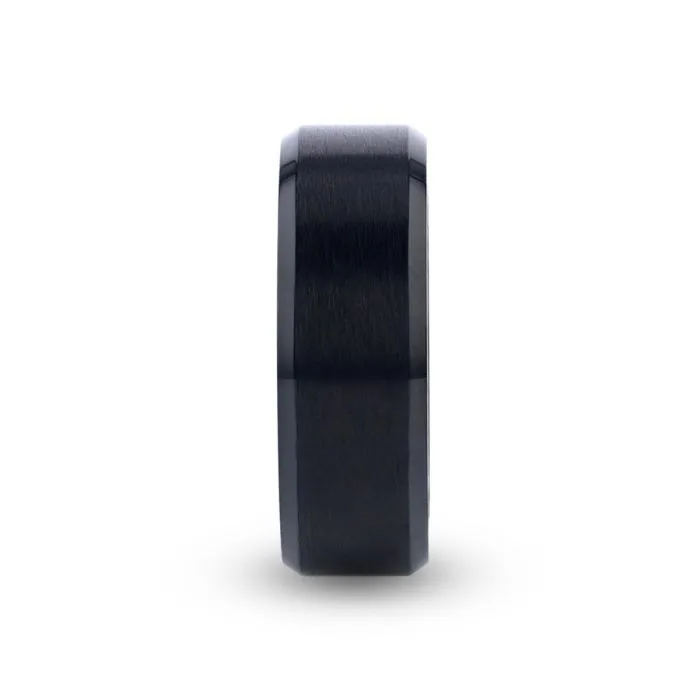 Thorsten ELYSIAN Black Titanium Ring with Polished Beveled Edges and Brush Finished Center - 8mm