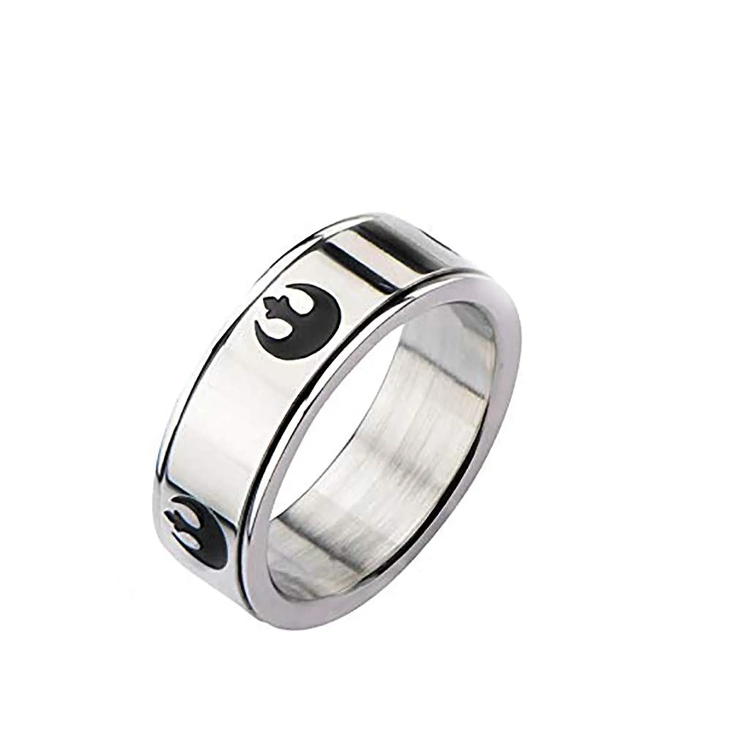 Thorsten Spinning Engraved Rebel Alliance Star Wars Symbol Tungsten Carbide Spinner Wedding Band - 8mm