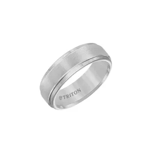 Triton Men's 7mm Grey Tungsten Carbide Comfort Fit Wedding Band