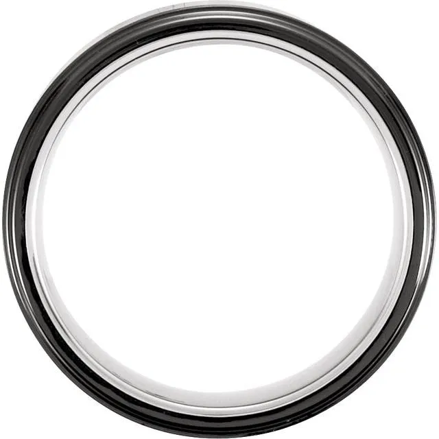Tungsten & Ceramic Couture® 8 mm Ridged Band