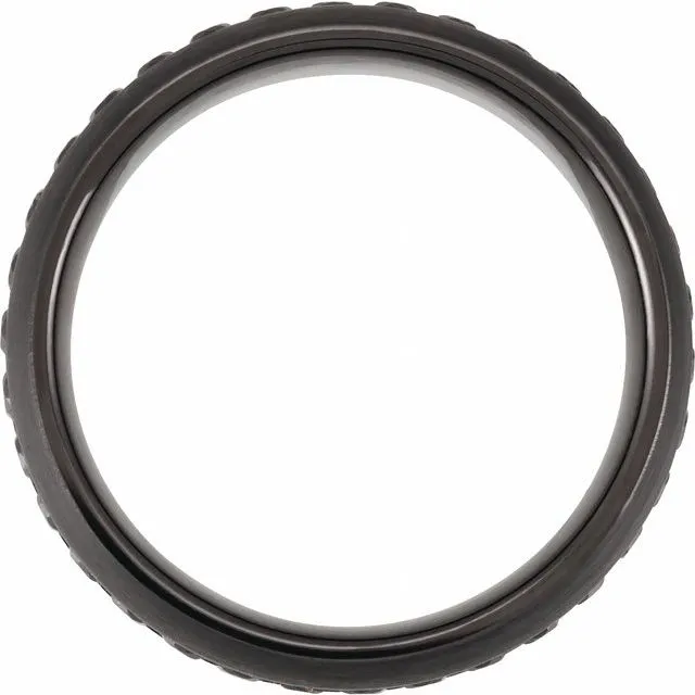Tungsten Black PVD Imitation Black Zircon Dome Comfort-Fit Band