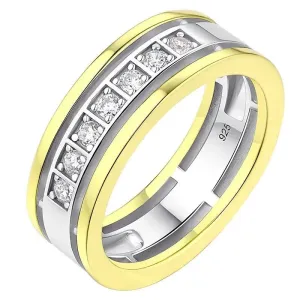 Two tone Half Eternity Round Cut Created Diamond Men's Ring