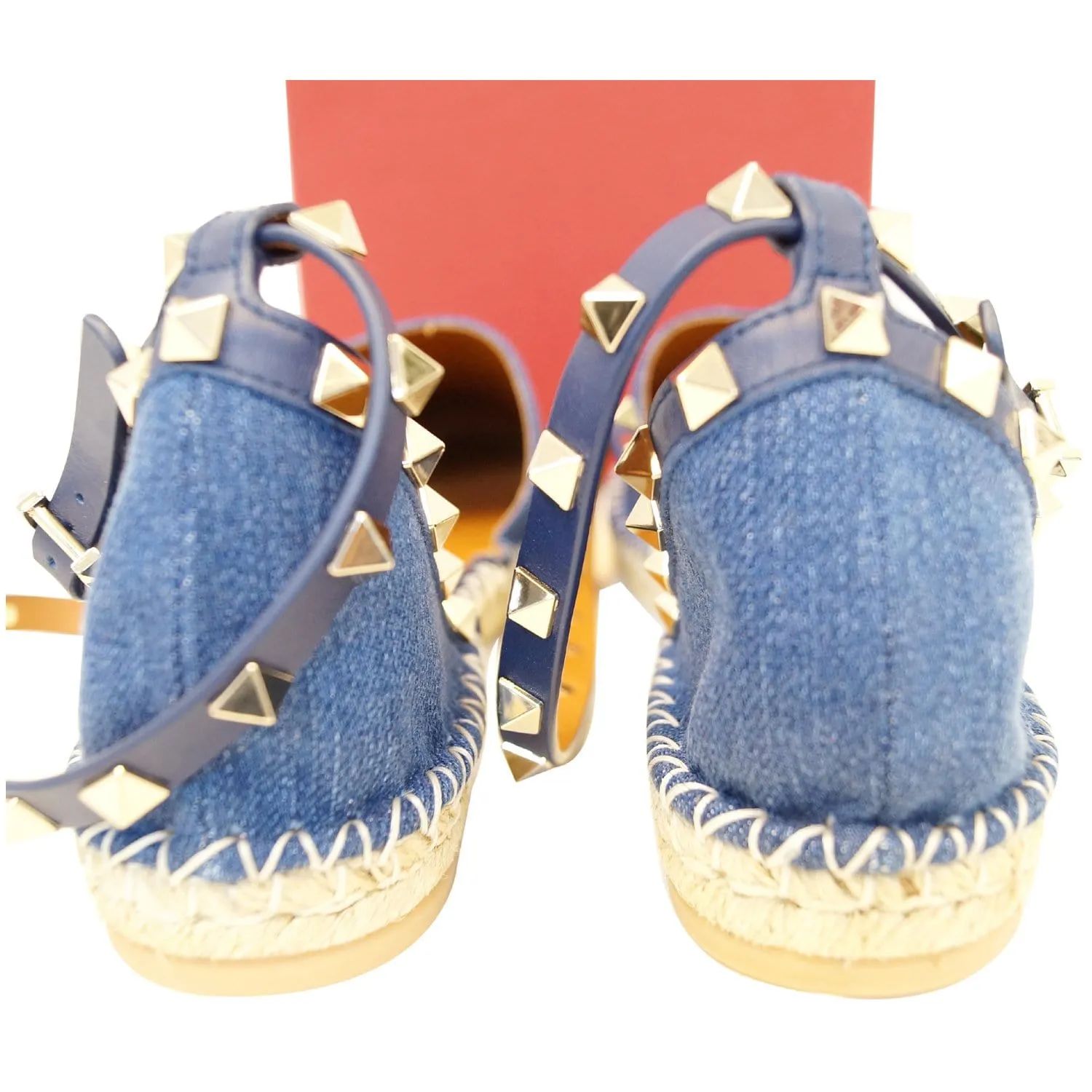 VALENTINO Garavani Rockstud Denim Espadrilles Flat US 9 - 20% OFF