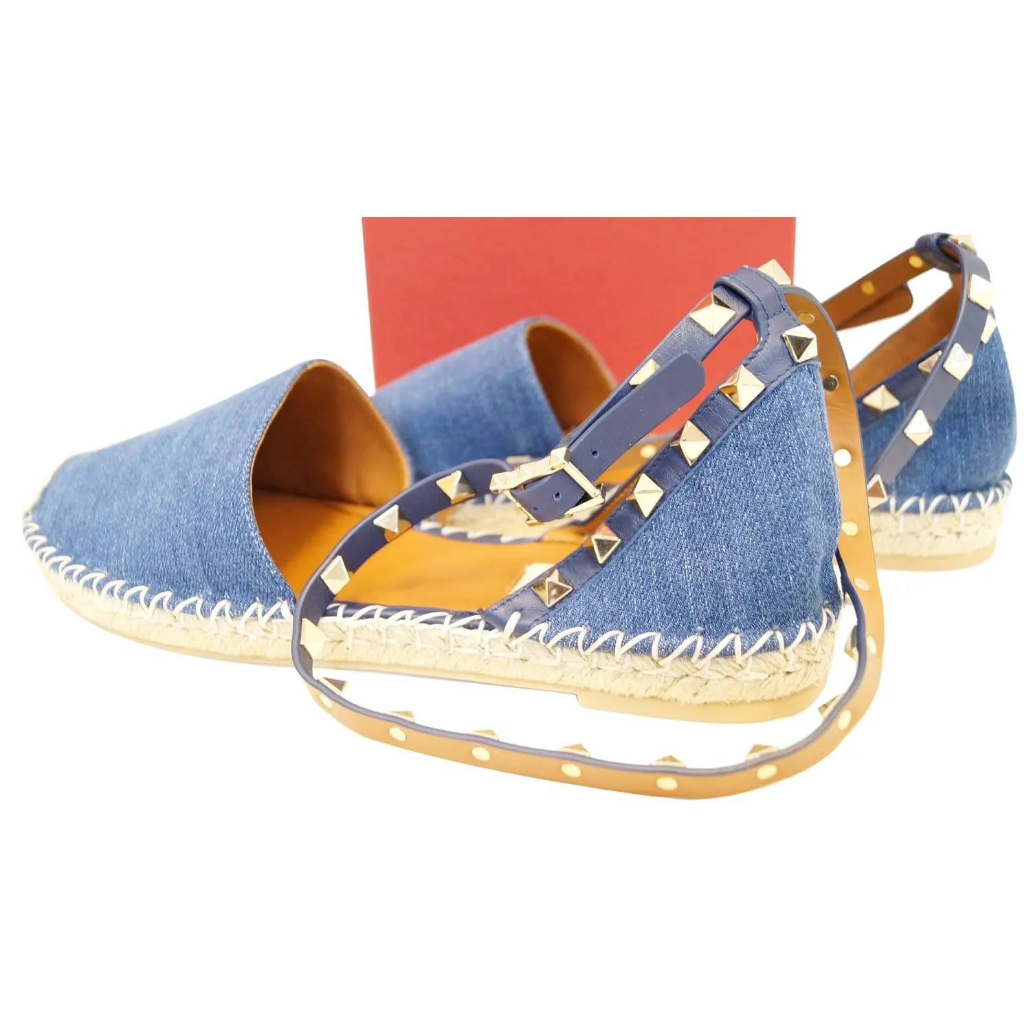 VALENTINO Garavani Rockstud Denim Espadrilles Flat US 9 - 20% OFF