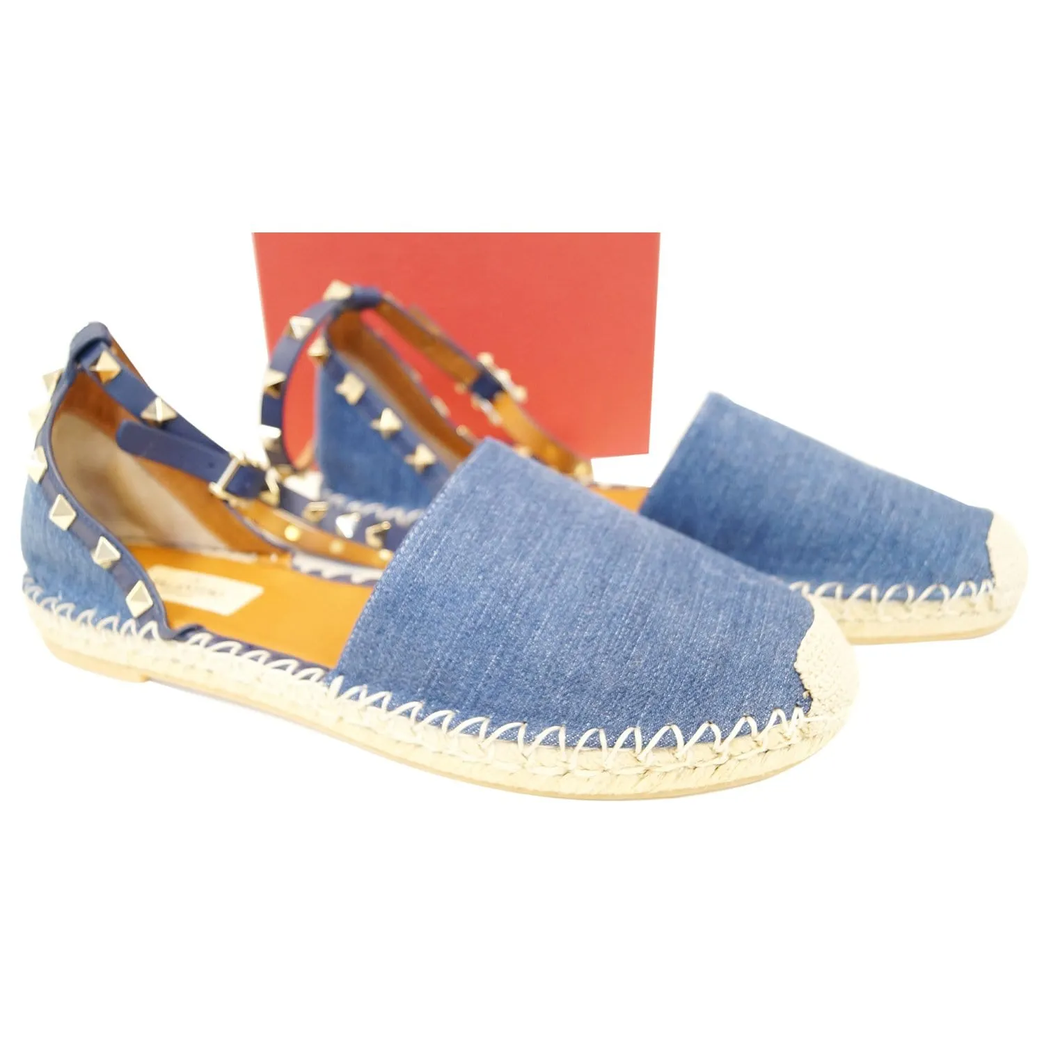 VALENTINO Garavani Rockstud Denim Espadrilles Flat US 9 - 20% OFF