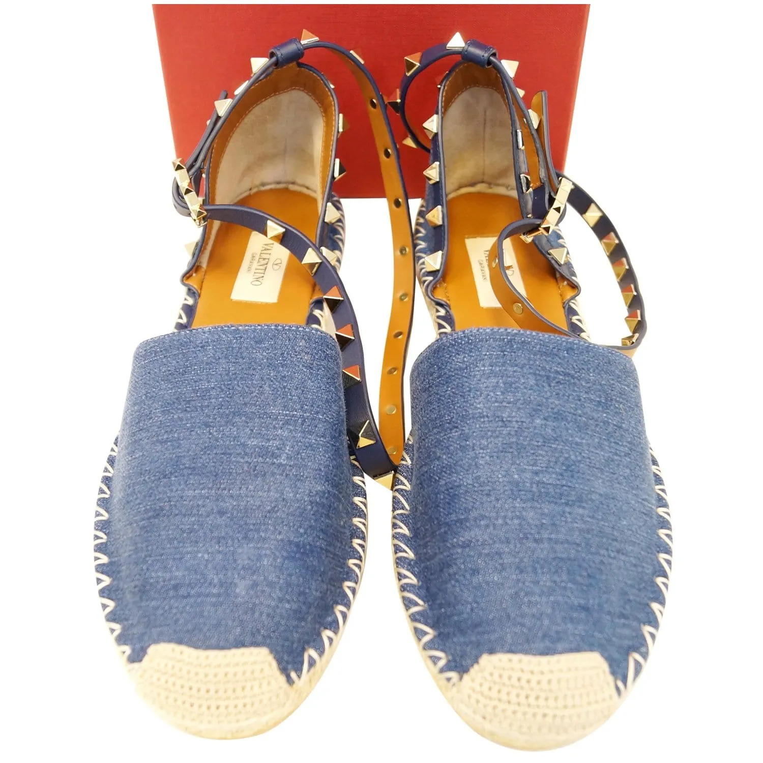 VALENTINO Garavani Rockstud Denim Espadrilles Flat US 9 - 20% OFF
