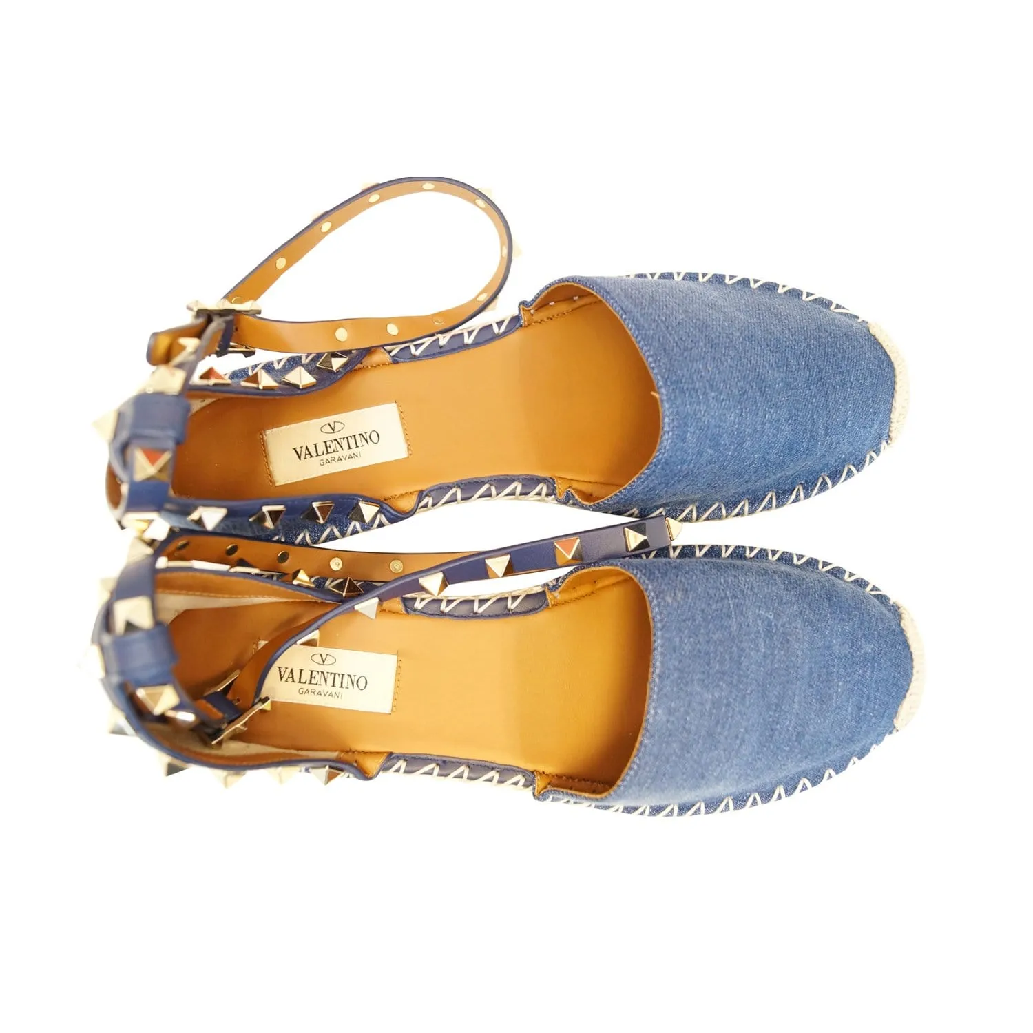 VALENTINO Garavani Rockstud Denim Espadrilles Flat US 9 - 20% OFF