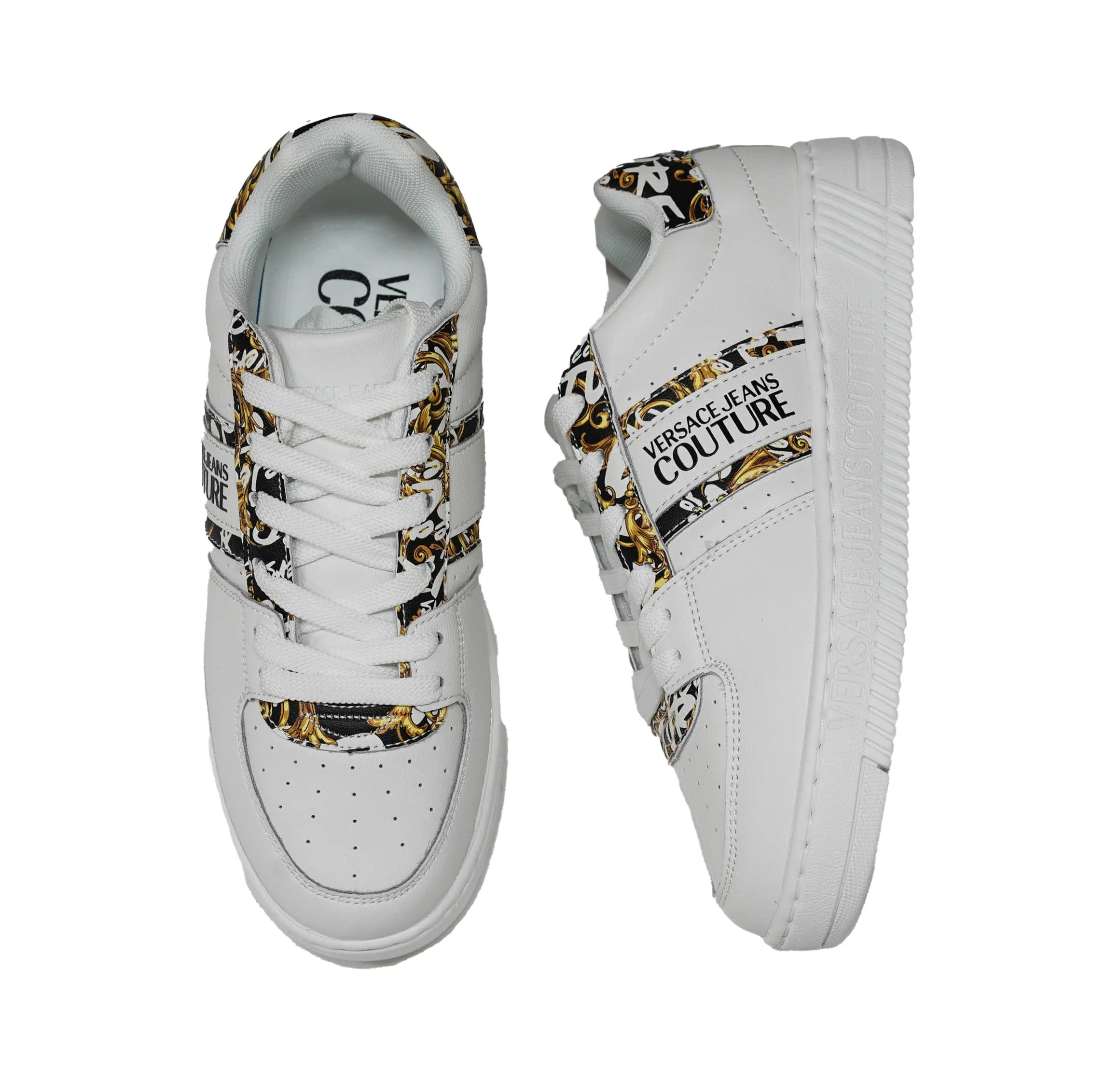 Versace Jeans Women's White Logo Sneakers 73VA3SJ - 40% OFF
