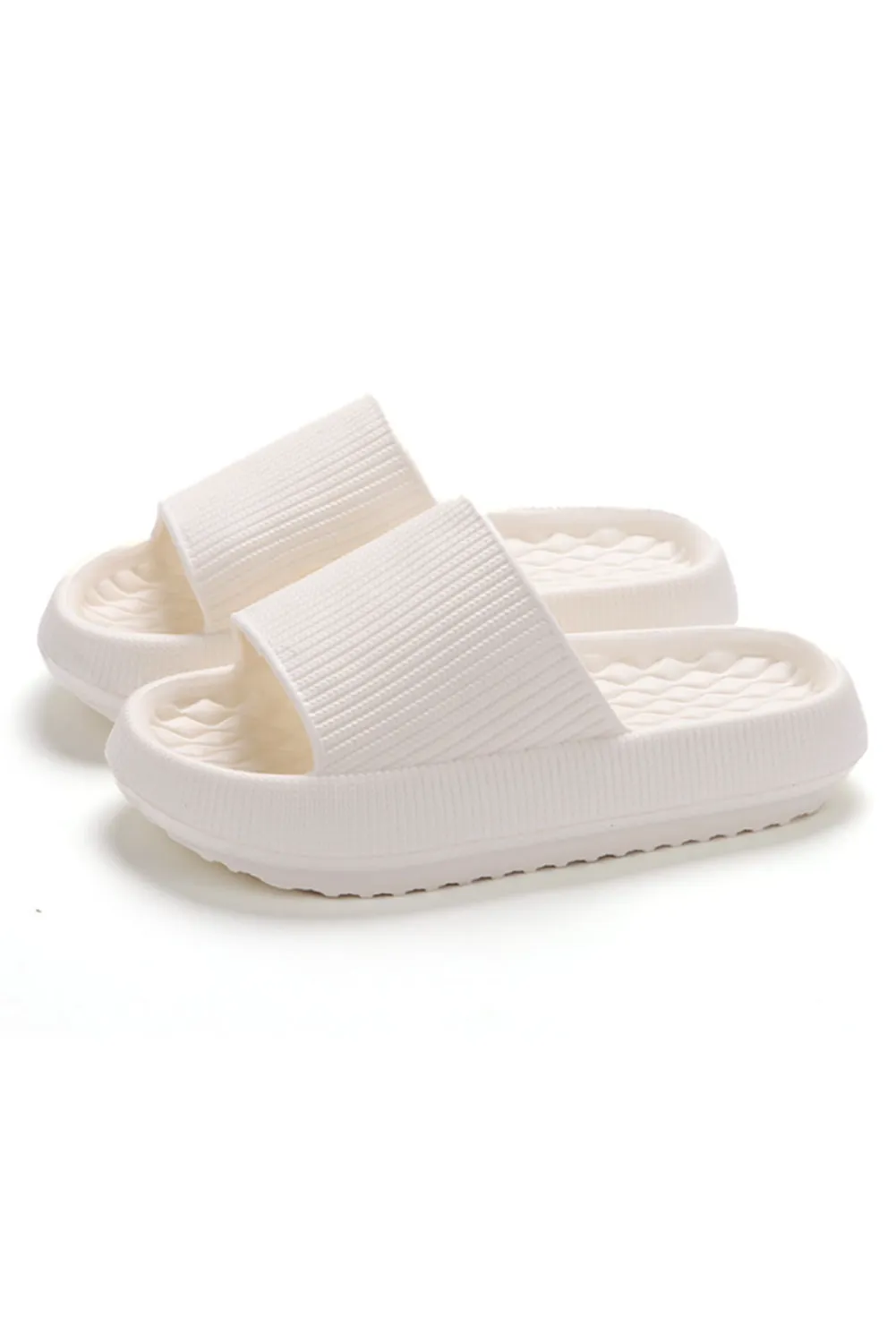 White Simple Textured Thick Sole EVA Slippers