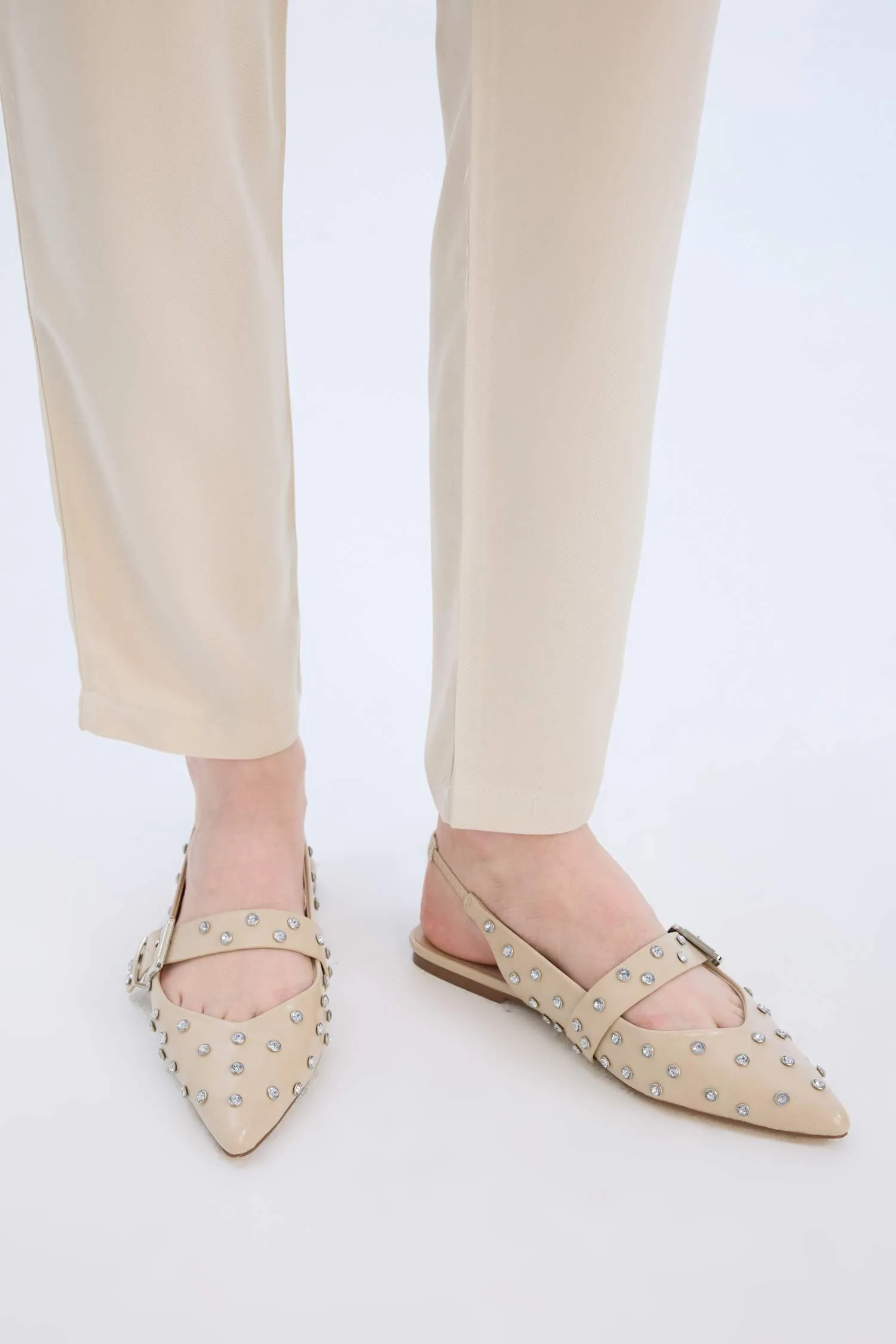 Woman Faux Leather Ballerina Flat Shoes