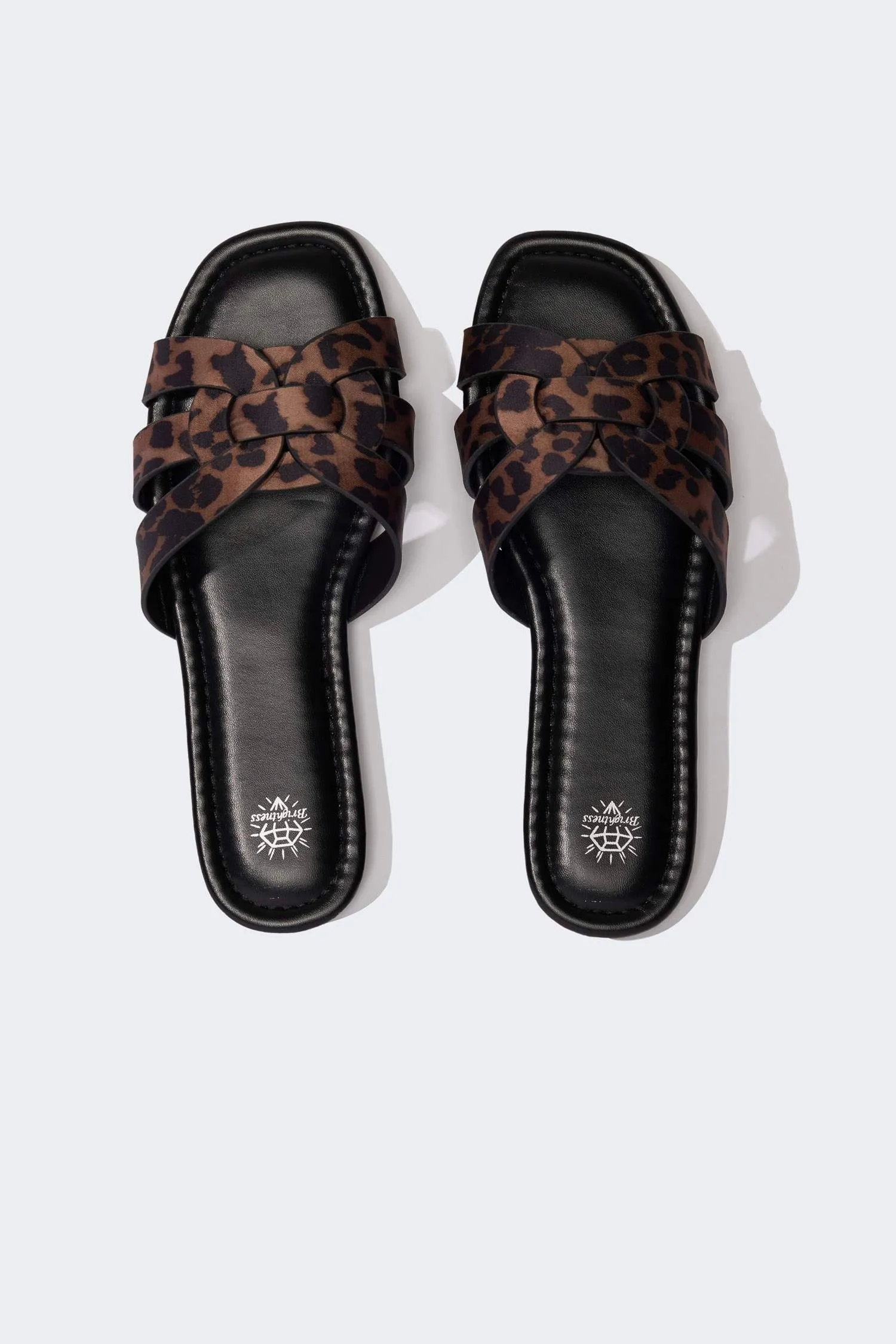 Woman Flat Sole Faux Leather Slippers
