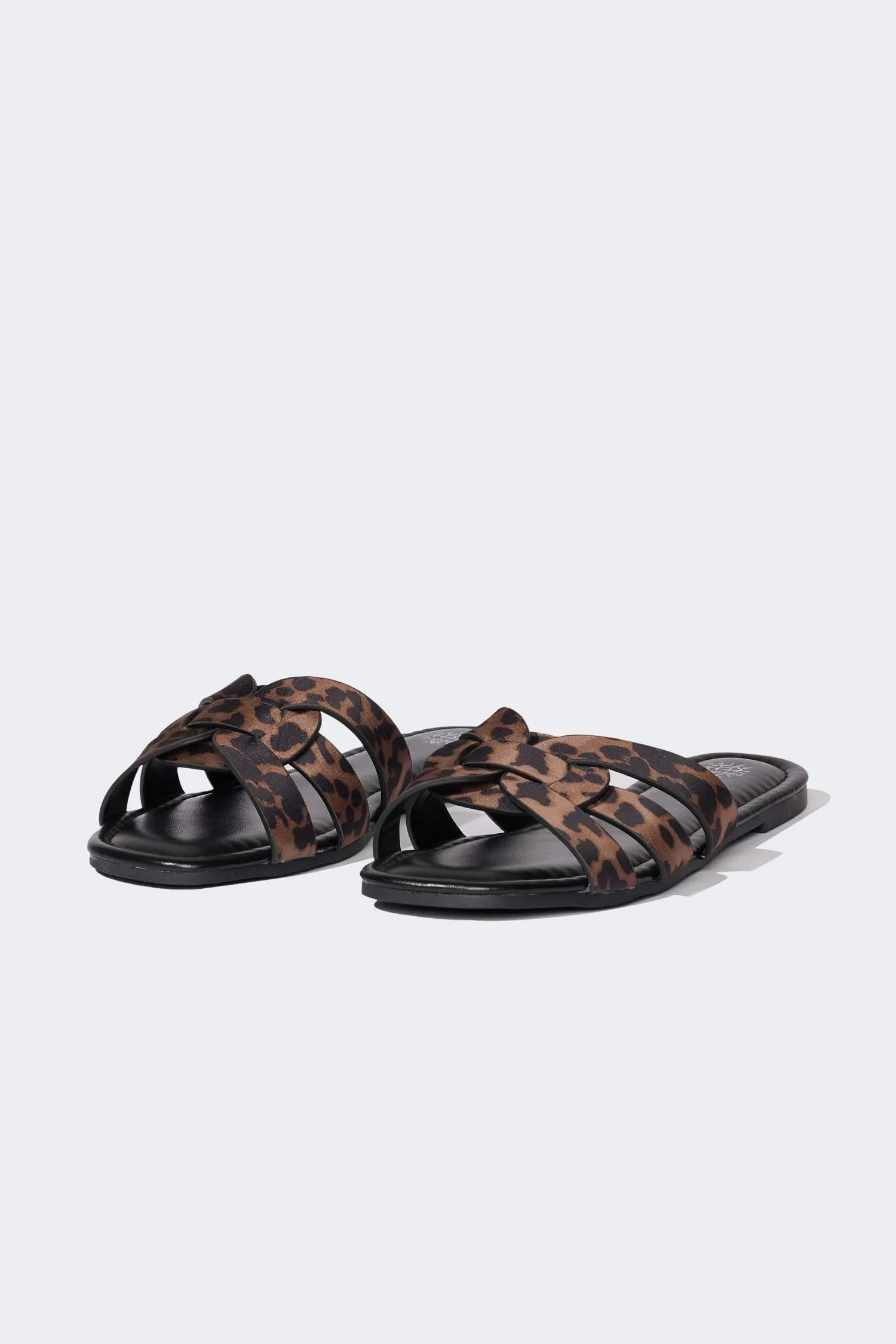 Woman Flat Sole Faux Leather Slippers