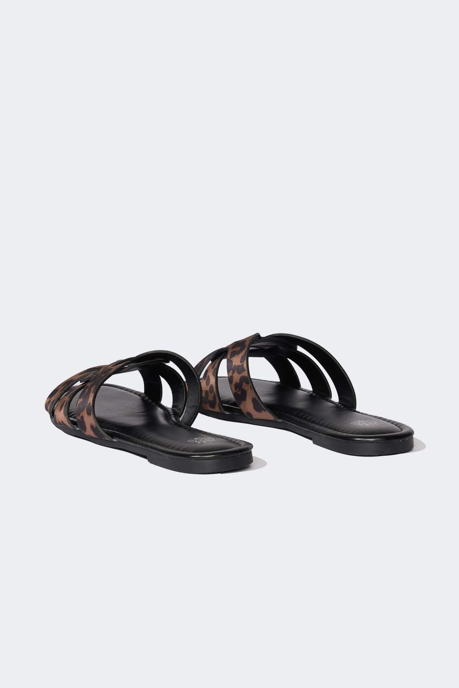 Woman Flat Sole Faux Leather Slippers
