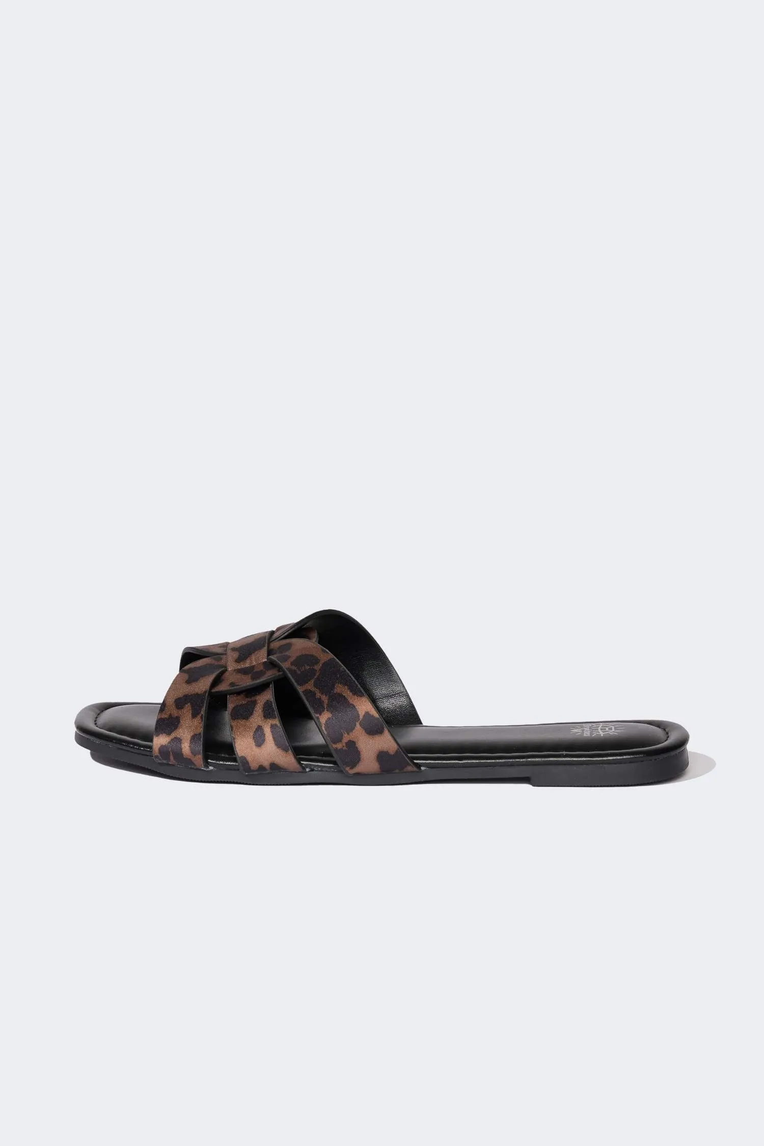 Woman Flat Sole Faux Leather Slippers